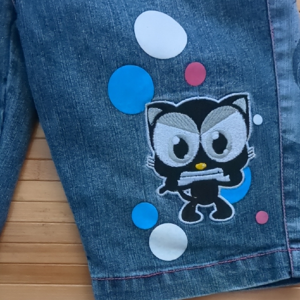 Vintage Girls MiskitsDenim Jean Cartoon Long Jean Shorts by Han L Lee, Size 12 - Picture 2 of 8